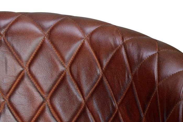 GINER Y COLOMER Chaise en cuir naturel avec piètement métal marron et noir - Assise 45 cm de large